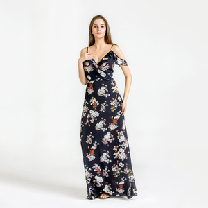 À <span class=keywords><strong>la</strong></span> mode en gros taille et taille sangles V profond sans bretelles <span class=keywords><strong>plage</strong></span> impression longue robe décontractée - Product Image 3