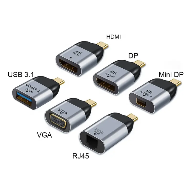 Xput USB 3.1 Type-C Video Converter Adapter Male to Female DP 1.4 8K 60Hz 4K 60Hz for HDMI High-Definition for Projector