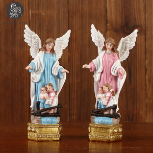Estatuas de Ángel de 6 pulgadas, escultura de Ángel de resina, decoración de Ángel rosa y azul en la Base, figuritas, regalo religioso - Product Image 2