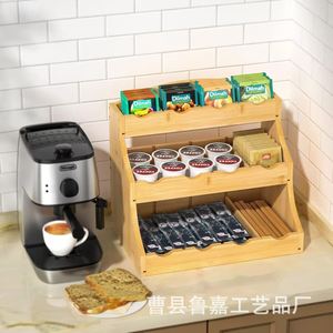Bamboo <b>Tea</b> Bag Storage Rack 3 Tier Desktop Kitchen Spice Organizer Natural Wood Color <b>Standing</b> Type - Product Image 2