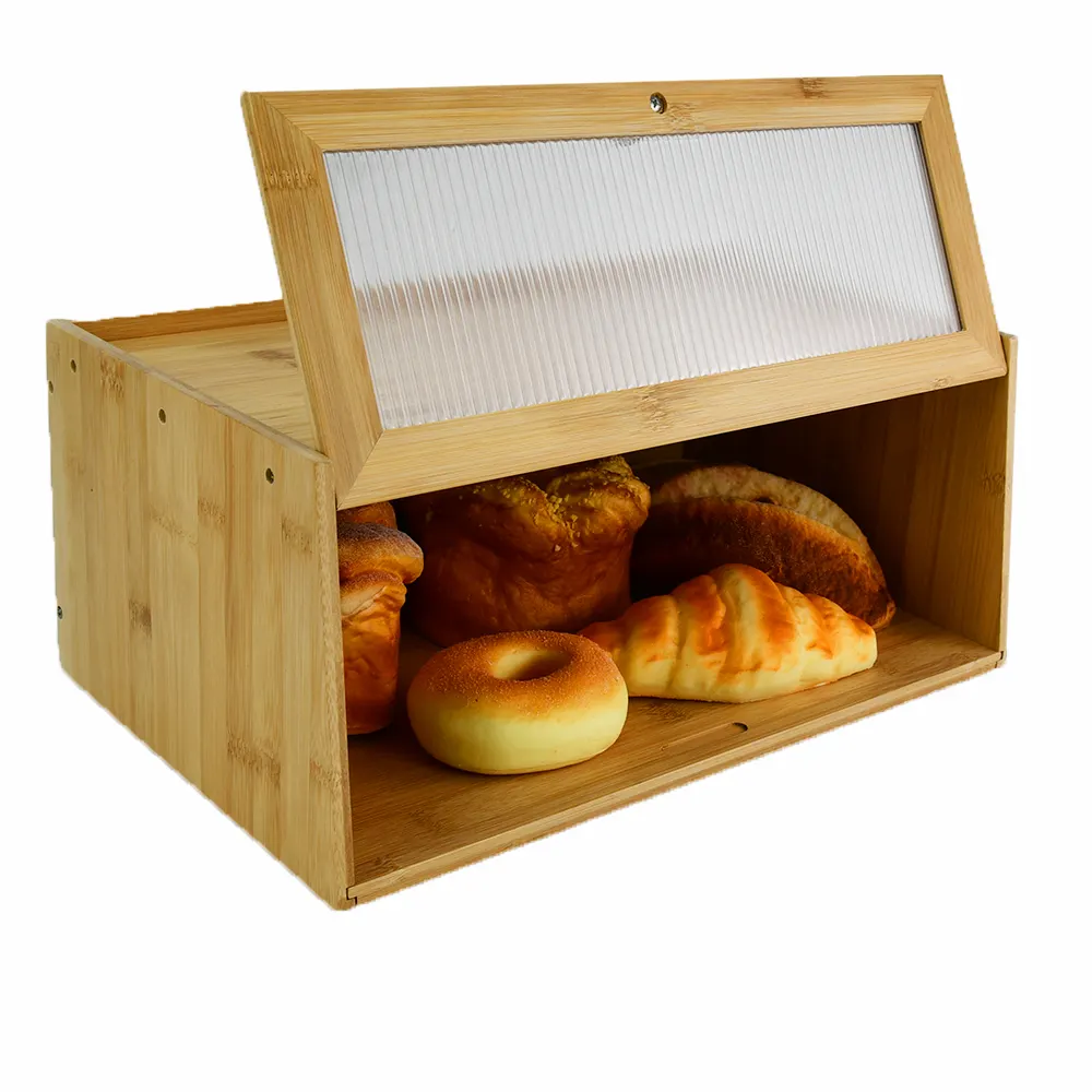 बड़े क्षमता बांस रोटी भंडारण कंटेनर फार्महाउस रोटी बॉक्स <span class=keywords><strong>खिड़की</strong></span> रोटी के लिए धारक के साथ रसोई काउंटर