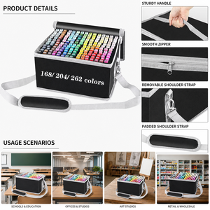 Pennarelli Artistici a Doppia Punta Di Grande Successo in 60/80/168/204/262 Colori, Set di Penne a Inchiostro Permanente a Base di Alcol con Borsa a Tracolla - Product Image 2