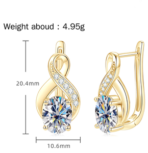 Wholesale Luxury Oval Cut 4ct Vvs Gra Moissanite Jewelry Dainty Vintage Handmade <strong>Silver</strong> 925 Geometric <strong>Infinity</strong> Sign <strong>Earrings</strong> - Product Image 2