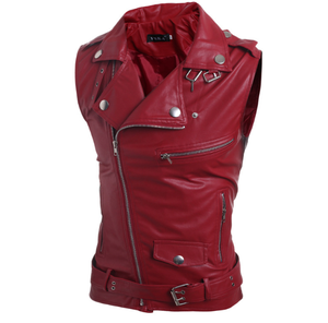 Liquidation des ventes <span class=keywords><strong>Veste</strong></span> de motard pour hommes-Gilet en <span class=keywords><strong>cuir</strong></span> coupe ajustée Gilet de moto vintage - Product Image 4