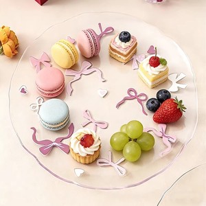 Plato de frutas redondo de vidrio, bandeja para postres, estilo lazo, vajilla para fiestas, 1 unidad - Product Image 3