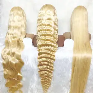 Groothandel Leveranciers Blonde 613 13X6 Hd Lace Frontale Pruik Rauw Menselijk Haar Lijmloze Full Hd Kant Pruiken Met Baby Haar