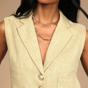 <span class=keywords><strong>Blazer</strong></span> a maniche in <span class=keywords><strong>Tweed</strong></span> frontale con bottone Casual da <span class=keywords><strong>donna</strong></span> con nuovo Design estivo personalizzato - Product Image 4