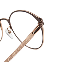 Monturas de Gafas Ópticas Modernas de Titanio IP en Oro Rosa con Patrón Grabado, Monturas de Gafas para Mujer, Diseño de Monturas de Gafas