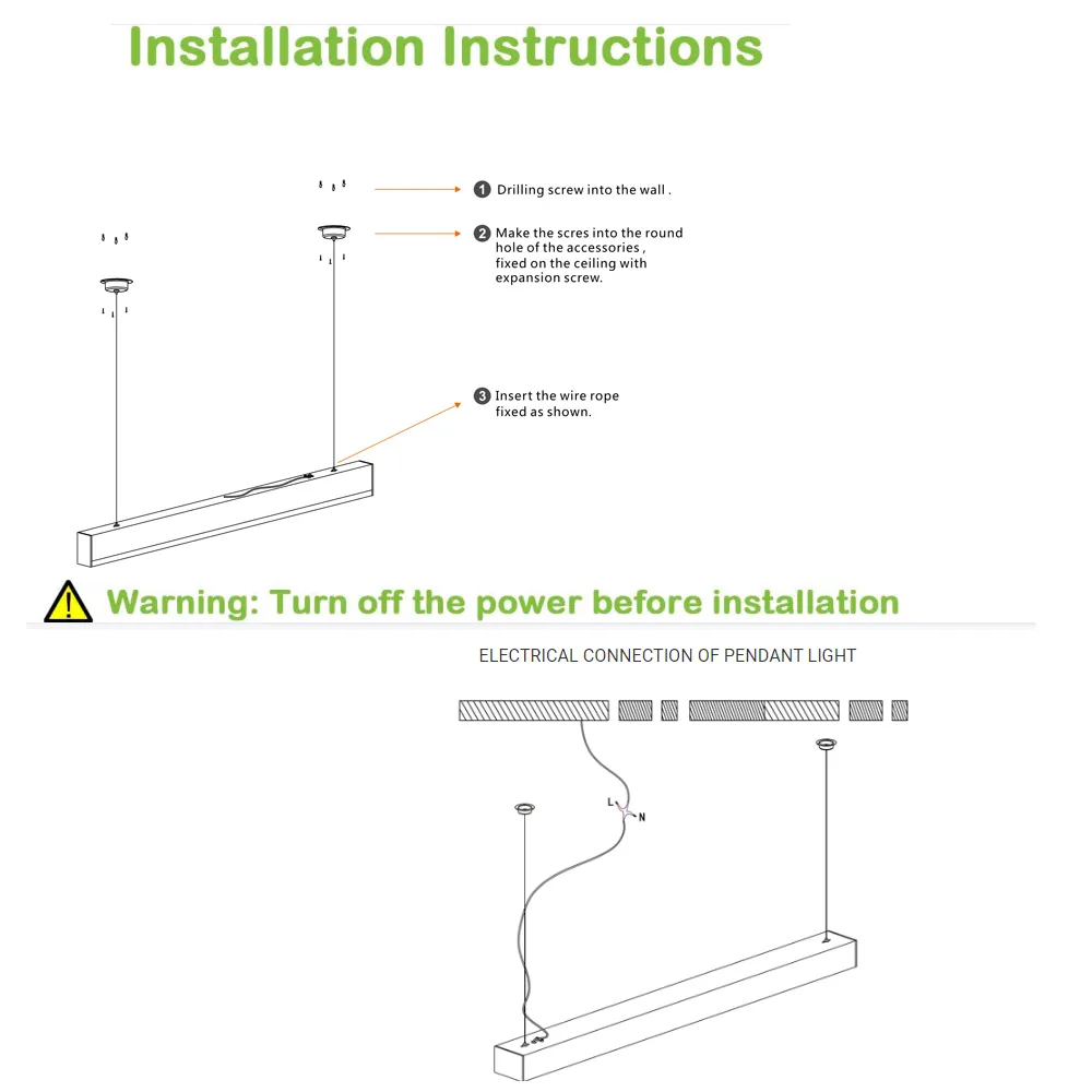 Modern Design Led Lineair Licht 60W Zwart Wit Led Hanglamp Voor Kantoorverlichting Eetkamer