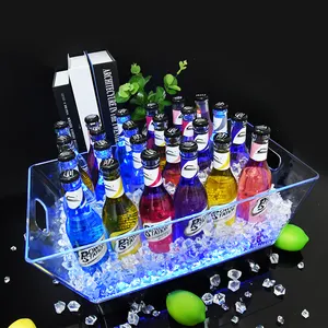 24 Bottles Hold New Latest Big Capacity Custom Logo Bar Led Wine Beer Wine Cooler Acrylic Ice Bucket With Led