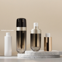 Bouteille de pompe sans air de luxe de 30ml 50ml bouteille de sérum et de lotion cosmétique rechargeable en plastique pour les soins de la peau