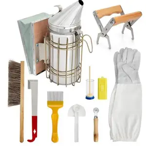 AMZ Hot Sale 10 Stück Imkerei Bienenstock Werkzeug Biene Raucher Bürste Handschuhe Feeder Rahmen Griff Königin Fang Käfig Kit