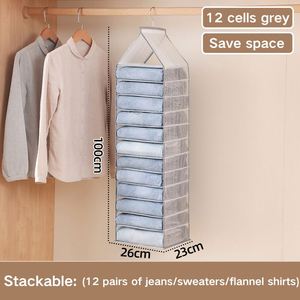 Sac de rangement suspendu à 12 couches pour vêtements de garde-robe, organisateur de rangement pour jeans, sacs de rangement en tissu pour placards suspendus - Product Image 3