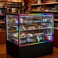 Vitrine d'exposition en verre trempé sur mesure avec éclairage LED couleur pour présentoir de produits de tabac