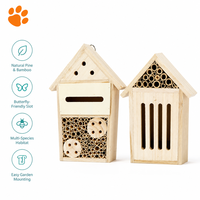Maison à insectes en bois écologique, hôtel à abeilles en bois massif avec tubes en bambou pour l'approvisionnement professionnel des jardins et de la faune.