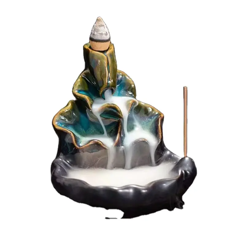 Fontana per la decorazione della casa porta incenso incenso a cascata bruciatore in ceramica casa Zen Yoga Spa regalo per donne coni incenso