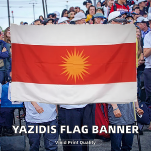 Bandera <span class=keywords><strong>Yazidi</strong></span> de Poliéster Impresa Digitalmente de 3x5 pies, Bandera Nacional Personalizada para Uso en Exteriores - Product Image 2