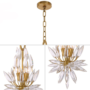 Americano Vintage encantador <span class=keywords><strong>real</strong></span> imperio latón estilo LED elegante cristal flor moderno colgante de luz - Product Image 6