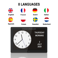 Pros Digital Hari Kalender Jam Obat Jam Alarm 12 "Tampilan Layar Non-penyingkapan Bulan Jam Dementia Remote Control