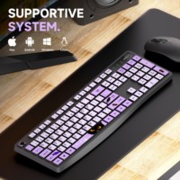 Clavier sans fil de dessin animé 2,4 GHz USB, ensemble clavier et souris sans fil mignon pour ordinateur de bureau et ordinateur portable