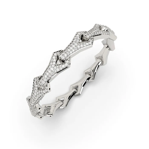 Handcrafted Link <b>Bracelet</b> with 500 Hand-Set European Grade Synthetic Diamonds Luxury Signature Wrist Jewelry Pieces - Product Image 3