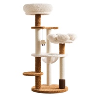 Grand arbre à chat en bois de luxe avec structure d'escalade, pilier ergonomique pour les griffes et plateforme de saut spéciale pour animaux de compagnie