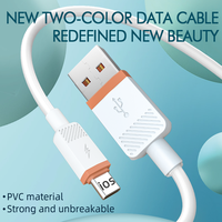 Câble de données de charge rapide neuf en PVC blanc, vente en gros d'usine, accessoires pour téléphone portable 1M/2M