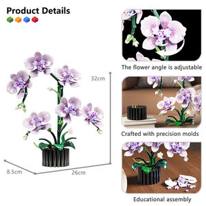 Juego de bloques de construcción MJ13115 Phalaenopsis flor ladrillos plásticos Moc el ángulo de la flor es ajustable para juguetes regalo niña 619 Uds - Product Image 2