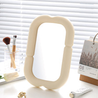 Miroir cosmétique de coiffeuse, miroir de maquillage pour la maison, la chambre, le bureau, pliable, avec cadre en plastique, forme carrée, sur pied ou à suspendre, pour dortoir