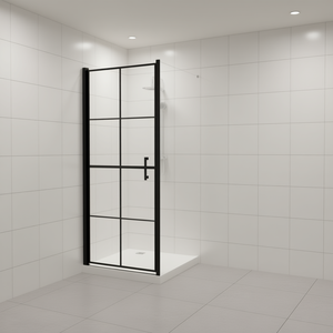 Puerta de Ducha de Vidrio Templado Negro de 35.8x76.8 Pulgadas, Diseño Minimalista Deslizante con Marco, Grosor de 8 mm - Product Image 2