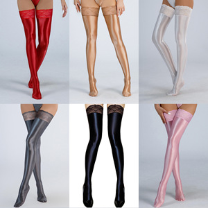 Calze lucide effetto seta morbide e brillanti al ginocchio da donna, sexy, per giacchetto con <span class=keywords><strong>reggicalze</strong></span>, cosplay e pole dance - Product Image 2