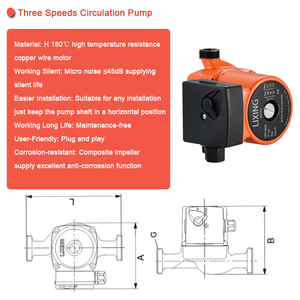 Pompa Penguat Sirkulasi Air Panas Rumah Tangga Tekanan Rendah Bertenaga Listrik Tahan Suhu Tinggi Motor Tembaga Proteksi IP44 - Product Image 4