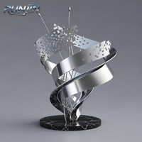 Sculpture d'art métallique extérieur en acier inoxydable, sphère spirale abstraite, poli miroir, grande taille, pour place publique et jardin, fabrication sur mesure