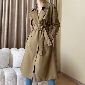 <span class=keywords><strong>Trench</strong></span> lungo da <span class=keywords><strong>donna</strong></span> <span class=keywords><strong>Beige</strong></span> di lusso elegante cappotto classico doppio petto primavera autunno - Product Image 3