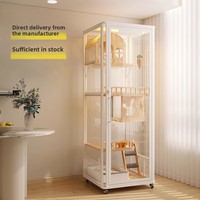 Cage pour chat d'intérieur haut de gamme de luxe, grande, multi-niveaux, motif uni, espace panoramique en bois, idéale pour les maisons d'animaux