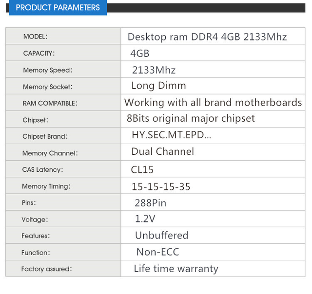 Desktop Computer Ram Ddr4 4gb 2133mhz