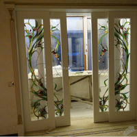 Ventana Decorativa de Vidrio con Diseño de Vitral, Iluminación para Puerta, Duradera, de 5 mm, Personalizada para un Estilo Europeo, Hecha a Mano, Doble