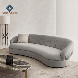 Nuevo Sofá Semicircular de Alta Gama con Tapicería Plegable y Banda Metálica Trasera, Muebles de Villa - Product Image 1