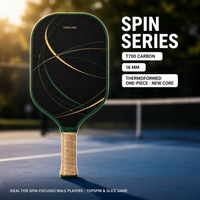 Raquette de pickleball en fibre de carbone T700 vert foncé et or, 16 mm, avec support OEM/ODM et certification USA Pickleball
