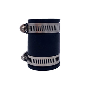 Flexible rubber pipe shop coupler with clamps