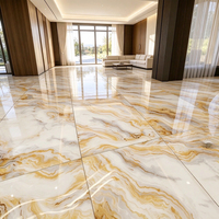 Carrelage vitrifié GILDESTONE Quiet Luxury en marbre veiné doré à glaçure métallique pour murs et sols intérieurs de villas aux États-Unis 600x1200mm
