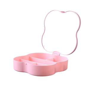 Four Leaf Clover Makeup <b>Mirror</b> With Storage Compartments Portable Desktop Organizer For Women And Students Pink And <b>White</b> - Product Image 5