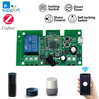 Tuya Zigbee Modul Sakelar Rumah Pintar 1CH Pengendali Relai 12V 24V 7-32V 10A Relai Bekerja dengan Alexa Google Assistant Smart Life
