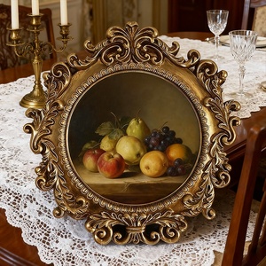 กรอบรูปเรซินสีทองโบราณสไตล์ฝรั่งเศสกรอบรูปทรงกลมย้อนยุคสำหรับวางบนโต๊ะและแขวนผนังตกแต่งบ้าน - Product Image 6