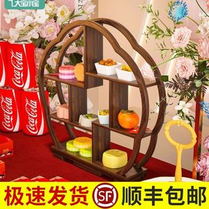 Estante de exhibición antiguo con función de rotación para arreglos de mesa de boda y decoraciones de estilo chino - Product Image 3