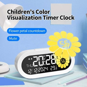 Đa Chức Năng Thông Minh Đồng Hồ Báo Thức Va Hai-Màu <span class=keywords><strong>LCD</strong></span> Hiển Thị Im Lặng Có Thể Sạc Lại Cánh Hoa Du Lịch Đồng Hồ/Tuần/Ngày Đồng Hồ Máy Tính Để Bàn - Product Image 4