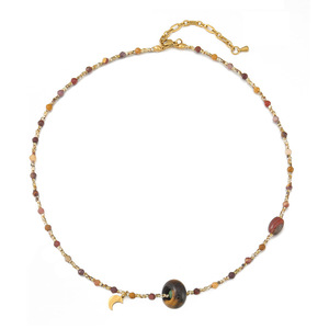 Collier ras-de-cou unisexe JoJo Jewelry, perles <span class=keywords><strong>Miyuki</strong></span> tchèques, style bohème, <span class=keywords><strong>pendentif</strong></span> en pierre naturelle œil de tigre, plaqué or 14 carats - Product Image 1