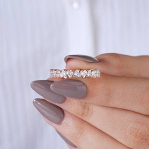 Bague élégante en or rose avec pierre carrée pour femmes, bague fine scintillante pour mariage, fête, usage quotidien, cadeau - Product Image 2