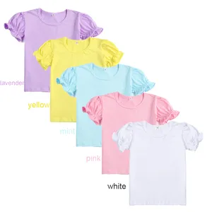 Monogram Mùa Hè Cotton Trống Trắng Trẻ Em T Áo Sơ Mi Cotton Nặng T-Shirt Bé Toddler Cô Gái T-Shirts