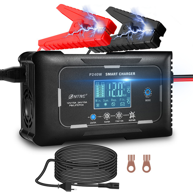 P15 12V24V Car and Motorcycle Battery Charger Multi-functional Intelligent Pulse Repair Battery Charger